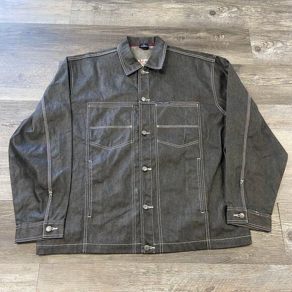 Vintage Y2K Jeans Co U.S Polo Assoc. Gray Mens XL Hong Kong Made Trucker Jacket